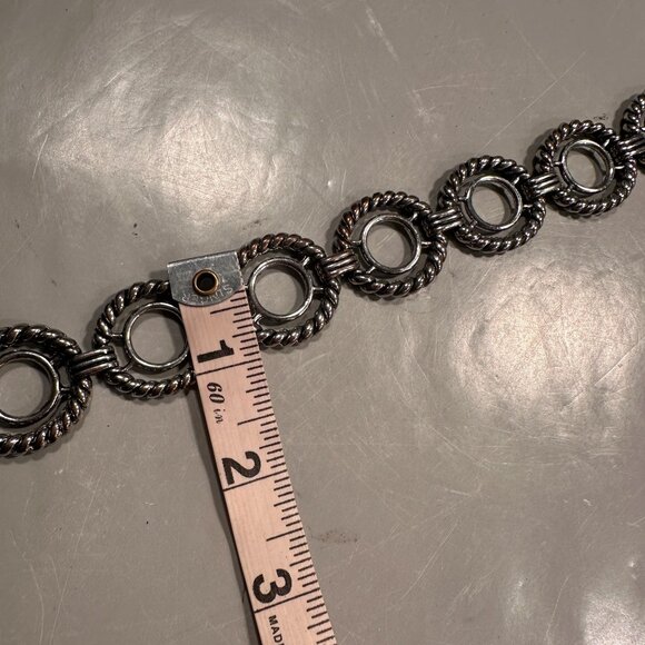 Rope Circle Chain Link Statement Belt Vintage T Bar Clasp Silver Adjustable - Picture 15 of 16